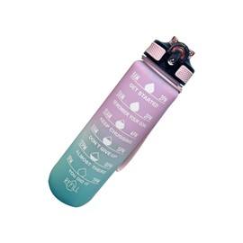 Water Jug with Time Marker, 1L Drinking Water Bottle with Carrying Strap, Leakproof Tumbler, Portable Drinking Container for Outdoor Fitness Travel Gym Yoga School