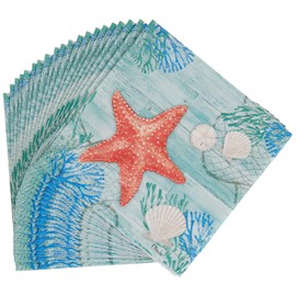 Celebrar el hogar beach-themed 3 toallitas de papel servilletas de cóctel, Clearwater cangrejo y estrella de mar, 20-unidades