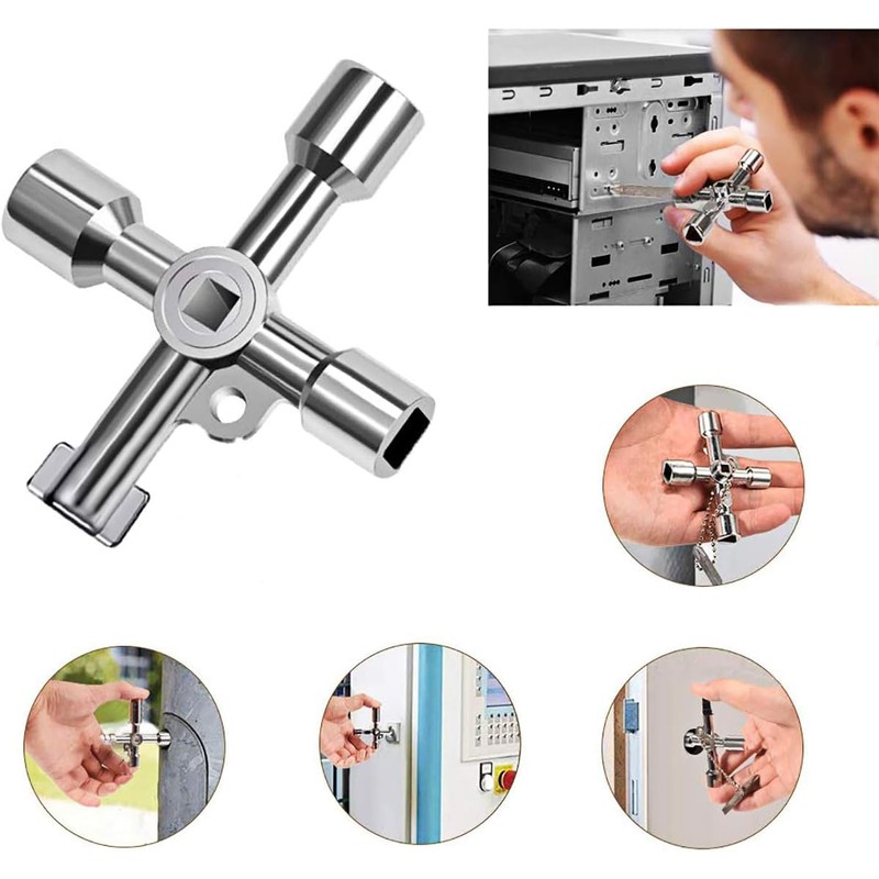 JFGDVW 4 in 1 Utility Key, Multi-Functional Electric Box Key,