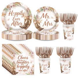 250Pcs Boho Cowgirl Bridal Shower Party Supplies for Western Engagement