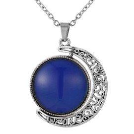 FM FM42 Temperature Sensing Color Changing Rotatable Double-sided Moon Pendant Necklace ZN1319
