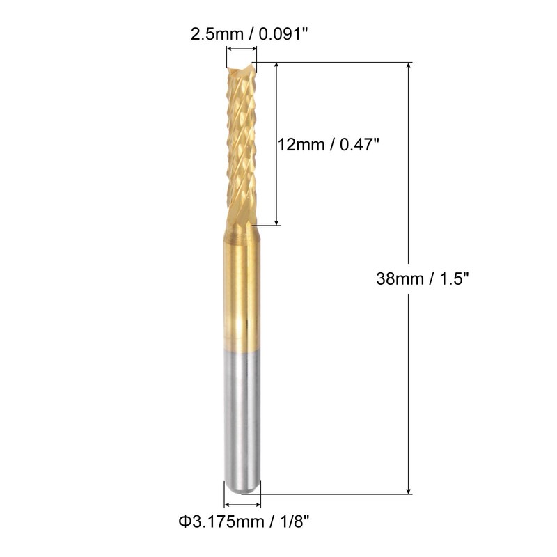 sourcing map 10Pcs 2.5mm Titanium Coat Carbide End Mill Engraving