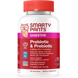 Smartypants Adult Probiotic Prebiotic 6 Billion CFU Gut Health Grape, 60 Gummies