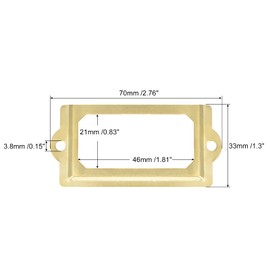 sourcing map Metal Label Holders, 70x33mm 10pcs File Name Card Tag Label Holder Frame for Office Library Drawer Cabinet Shelves, Gold Tone