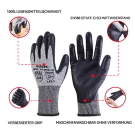 AovYoo Cut Resistant Gloves Security Work Gloves Level 5 Cut Protection Gloves Kitchen Filleting Glove PU Safety Gloves 1 Pair (M)