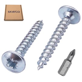 SKIR'CO (150 pcs) Zinc Plated Steel 3.5 x 30 mm Silver Wood Screws, Metal Screws, Wafer Head, Pozidriv, Self Tapping