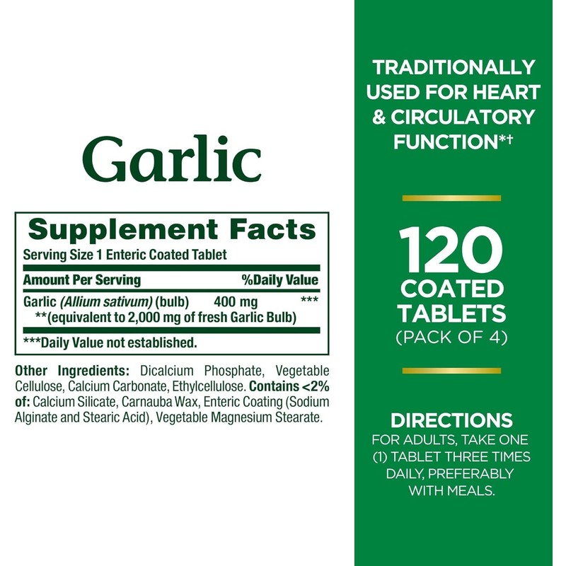 Nature's Bounty Garlic 2000mg, Tablets 120 ea (Pack of 3)