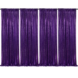 Purple Sequin Backdrop 4 Panels 2FTx8FT Photo Background Glitter Party Backdrop Curtains for Wedding Baby Shower Stage Decorations