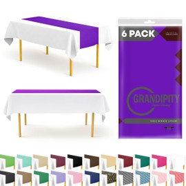 Grandipity Purple 6 Pack Premium Disposable Plastic Table Runner 14 x 108 Inch. Table Runner for Dinner Parties & Events