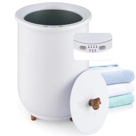Giantex Towel Warmer Bucket, 23L Large Hot Towel Bucket for Bathroom Spa, Wood Handle, 3 Heating Modes, Adjustable Timer & Auto Shut Off, Fits Up to Two 40" x 70" Oversized Towels, Blankets, White