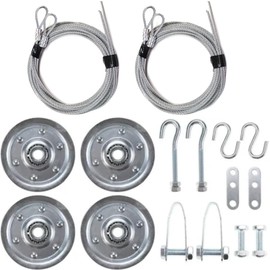 Garage Door Extension Spring Bundle Kit for 8’ Feet Door – Garage Door Cable and Pulley Kit, Including 2 Pairs of Extension Cables and 4pcs Heavy Duty 3" Pulley