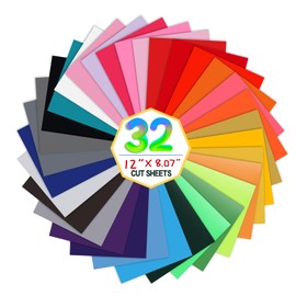 moinkerin Pack of 32 Plotter Film Textile 30.5 x 20.5 cm Flex Film Plotter Textile Iron-On Film for Plotting for T-Shirts, Clothing, Hats or Other Fabrics