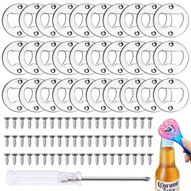 30Pcs Bottle Opener Inserts, Stainless Steel Bottle Opener Inserts with 60 Screws and Screwdriver for Bottle Opener DIY Resin Mould Crafts Making