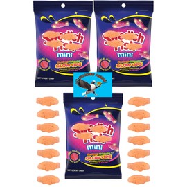 Swedish Fish Mini Glow Ups 20.1oz Strawberry Watermelon Soft Chewy Candy - Includes PITCHING PIGEON Brand Magnet
