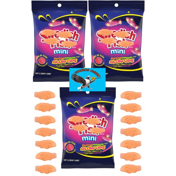 Swedish Fish Mini Glow Ups 20.1oz Strawberry Watermelon Soft Chewy