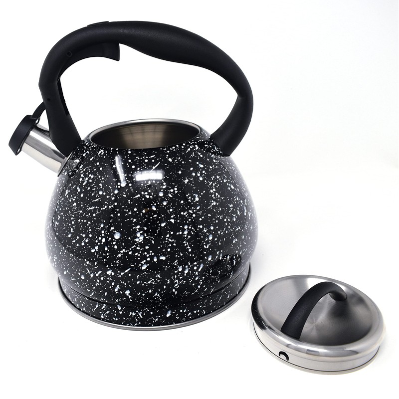 Norpro Stainless Steel Whistling Tea Kettle, Black 9.5" x 9"