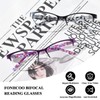 FONHCOO Bifocal Reading Glasses for Women, Metal Spring Hinge Blue