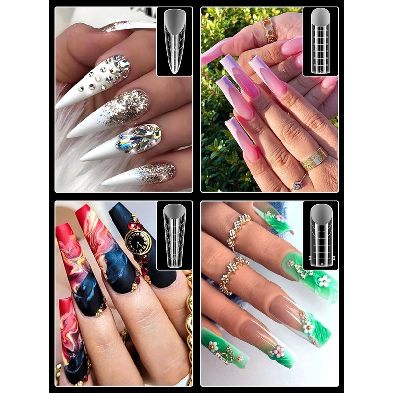 EBANKU 288PCS Clear Dual Nail Forms System Full Cover Nail