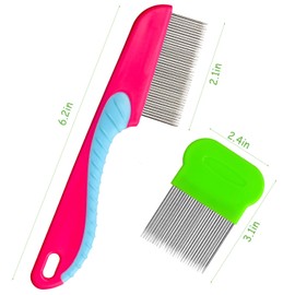 Acooruiteng 2 Pieces Lice Combs Reusable Head Lice Combs Durable Lice Comb Plastic Head Lice Comb Stainless Steel Headlice Comb for Adults,Kids,Dogs,Cats,Head Lice Treatment,Removes Louse