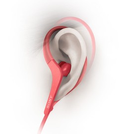 Sony MDR-AS410AP Earbuds, Splashproof/Sports Earphones, with Remote and Microphone, Pink, MDR-AS410AP P