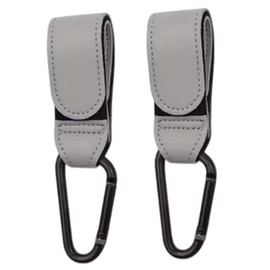 2X Pram Hook Clips – Heavy Duty Buggy Hooks for Bags, Universal Stroller Clips, Pushchair Accessories for Shopping & Changing Bags (Grey)