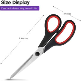 Paper Scissors 3 Pack, Sturdy 8" Stainless Steel Office Scissors with Ultra Sharp 2.5mm Blades, Comfort-Grip Handles, Multipurpose Shears for Home School Office Art Craft Sewing Tailor