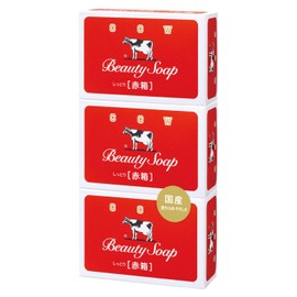 Milk Soap, Cow Brand, Red Box, 3.0 oz (85 g) x 3 Packs, Rose Tone, Milk Ingredients, Milk, Milk, Fat, Squalane, Moisture Type, Creamy Foaming