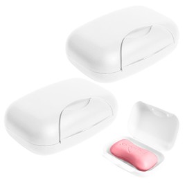 CHENGBAO 2 Piezas Porta Jabón Portátil y Duraderom con Tapa, Jaboneras de Viaje,Jabonera hermética a Prueba de Fugas (Transparente)