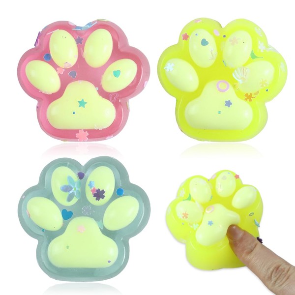 XOXVURI Pack of 3 Squishy Cat Paw Squeeze Toy, Cute