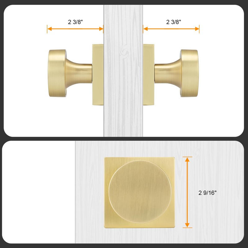 goldenwarm Gold Dummy Door Knobs, Zinc Alloy Square Ball Brushed