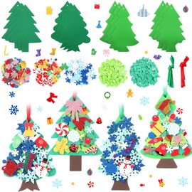 Fumete 474 Pcs Christmas Craft for Foam Sticker with 12 Foam Wreath Xmas Tree 450 Christmas Diverse Foam Sticker 12 Ribbon Christmas Decoration Party Favor Fun Classroom Home Activity (Xmas Tree)