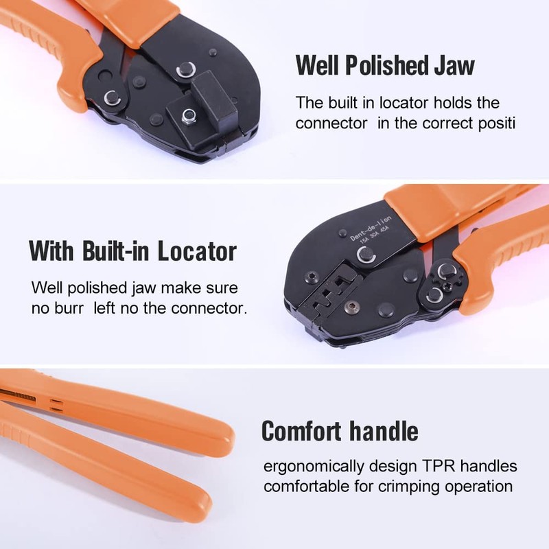Manual Crimping Tool with Ratchet for 15A 30A 45A Connections