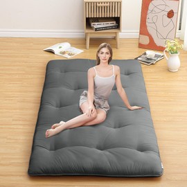 ROYGROW Japanese Floor Mattress Twin Size, Futon Mattress 39" x 80" Size Sleeping Pad Foldable Tatami Mattress for Kids, Roll Up Camping Mattress for RV Travel, Dorm, Apartment, Dark Grey