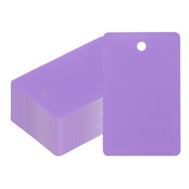 PATIKIL Plastic Shipping Tags with Wire, 100 Pcs 2-1/16" x 1-5/16" Waterproof Blank Labels Hang Tag with String for Outdoor Luggage Product Identification Price Marking, Purple