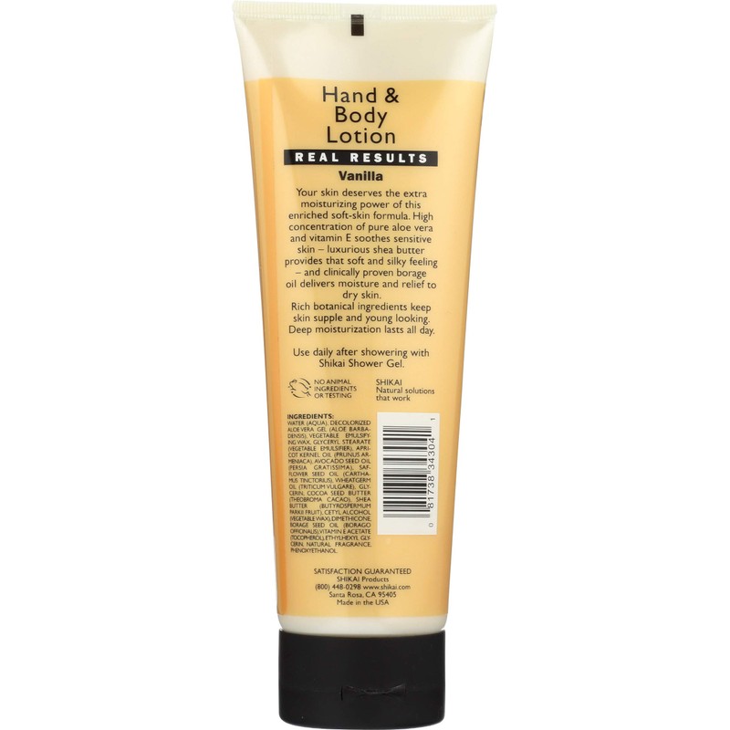 ShiKai Hand & Body Lotion (Vanilla, 8oz) | Daily Moisturizing
