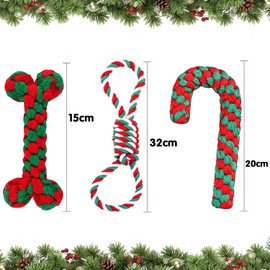 YANXINKE Pack of 3 Dog Toys Christmas Rope, Christmas Dog Pets Chew, Dog Rope Toy Christmas, Christmas Gift Dog Toy, Dog Rope Toy Set Christmas