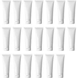 VASANA - 20 tubos de loción cosmética de plástico blanco de 100 ml/3.4 onzas, para champú, limpiador facial, muestra de maquillaje, contenedor suave, frasco, estuche con tapa abatible