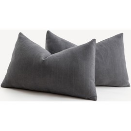 Mandioo Pack of 2 Chenille Throw Pillow Covers Elegant Design Soft and Luxurious Decorative Cushion Covers Pillowcase Couch Sofa Bedroom Living Room Decor 12x20 Inch 50x30cm Mocha Brown