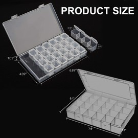 Qaestuan Pack of 2 Sorting Boxes, Adjustable Assortment Box, Plastic Storage Box, Sorting Boxes for Small Parts, Grid Transparent Sorting Boxes, for Toys, Jewellery, Accessories, Screws