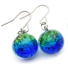 Women's Firefly Glass Earrings, Luminous, Titanium, Dragonfly, Okinawa, Souvenir, Accessory, Ryukyu, Titanium Glass Iron