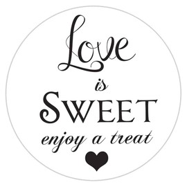 1.9 Inch Love is Sweet Enjoy a Treat Stickers Wedding Favors 60 Labels