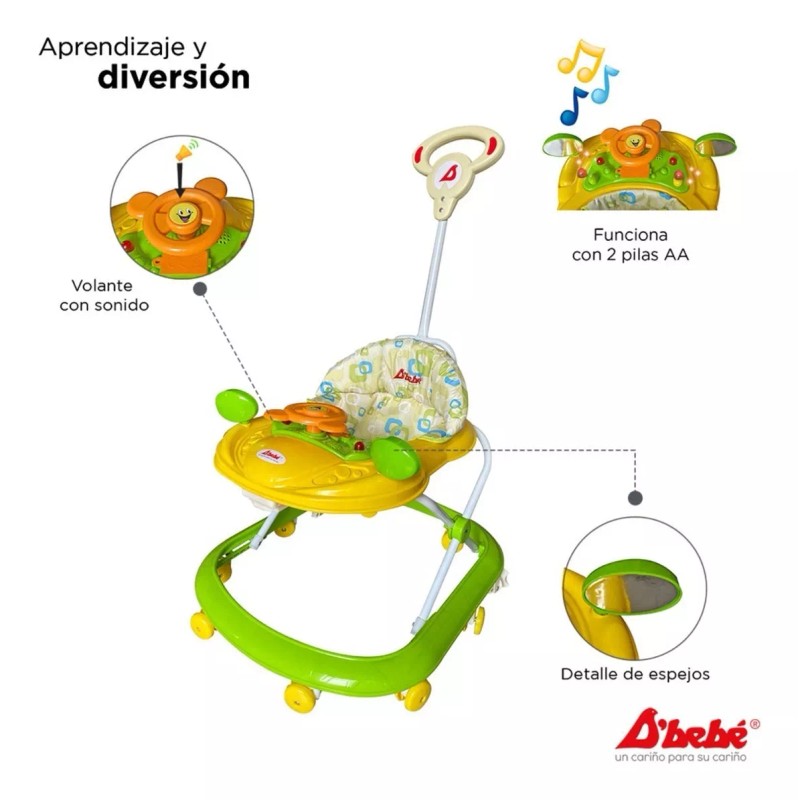 D'bebé Andador D'bebé Play con sonido y barra de empuje