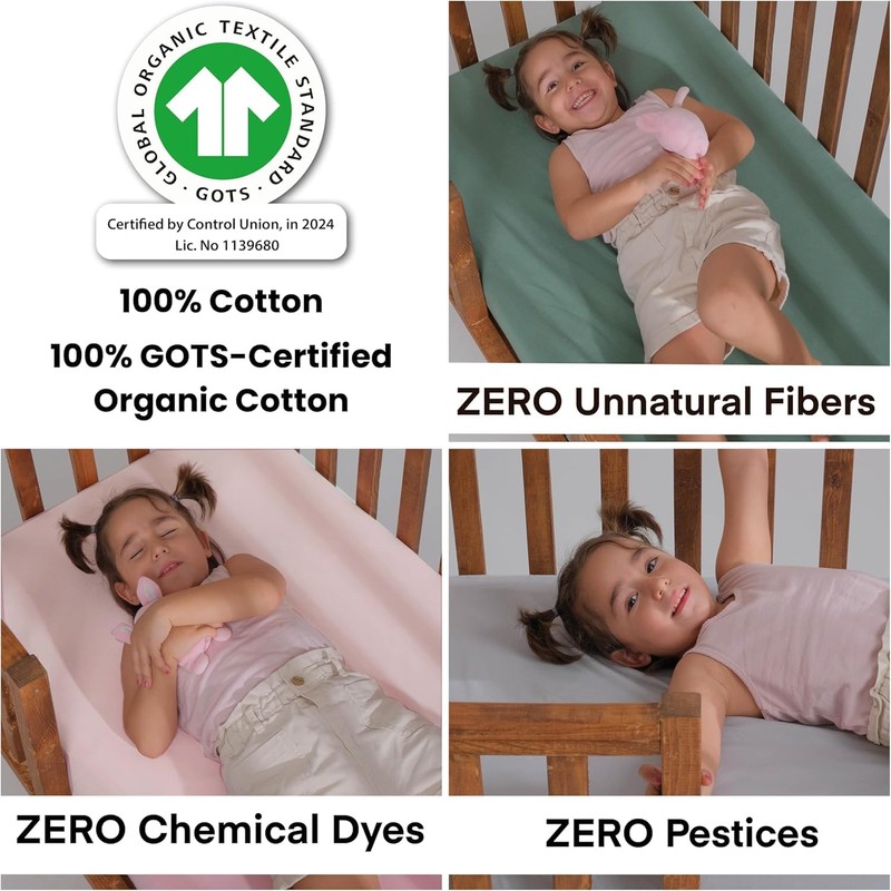 Bunnyjik GOTS Organic 2 x Baby Cot Fitted Sheets -