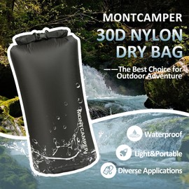 MONTCAMPER Upgraded 30D Nylon Waterproof Dry Bag-Extra Large Storage Sack for Hiking, Kayaking and Rafting-Roll Top Closure-Float on Water(20L/Black)