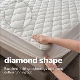 Waterproof Mattress Protector Queen Size with 2 Pillow Protectors – Quilted Noiseless Bed Cover, Hypoallergenic Breathable Mattress Pad, Deep Pocket Fitted Sheet Style