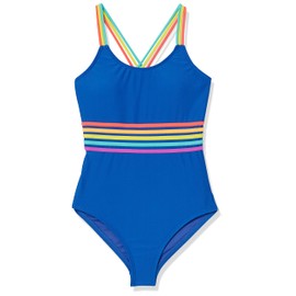 Hobie Traje de baño de una Pieza para niñas, Azul Mar/Sonrisas por kilómetros, 8