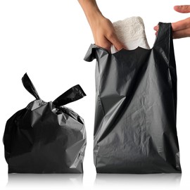 PWgoods Adult Nappy Disposal Bags Black | 100 Pack | 10% Thicker Nappy Sacks | Odor Free Sanitary Disposal Bags | Easy Tie Handles Nappy Bags