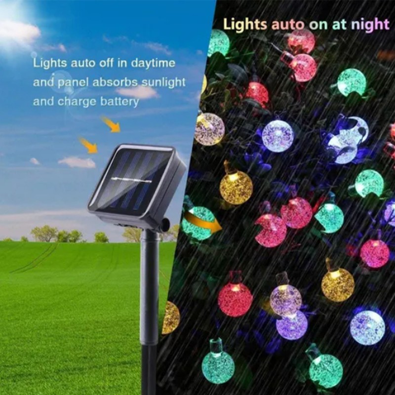 Solar String Lights Outdoor Multicolor 36ft 60 Led Crystal Globe