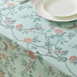 Laura Ashley Decorative Tablecloth, Wrinkle and Stain Resistant, Spillproof Water Repellent, Easy Care Washable Polyester Fabric for Dining, Kitchen, Holiday and Party, 60" x 84", Eglantine