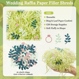 Beadthoven Green Grass Raffia Paper, Crinkle Cut Paper Shred Filler for Easter Gift Basket Filling, Gift Wrapping, Packing, Christmas, Wedding, Thanksgiving Paper Confetti for Gift Box 3.5oz 3mm